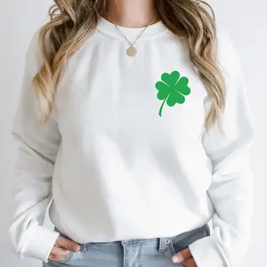 St. Patrick's Day Shamrock Sweatshirt, Irish Shamrock Print Crewneck Sweater, St. Patrick's Day Sweatshirt for Women, St. Patrick's Day Sweatshirt