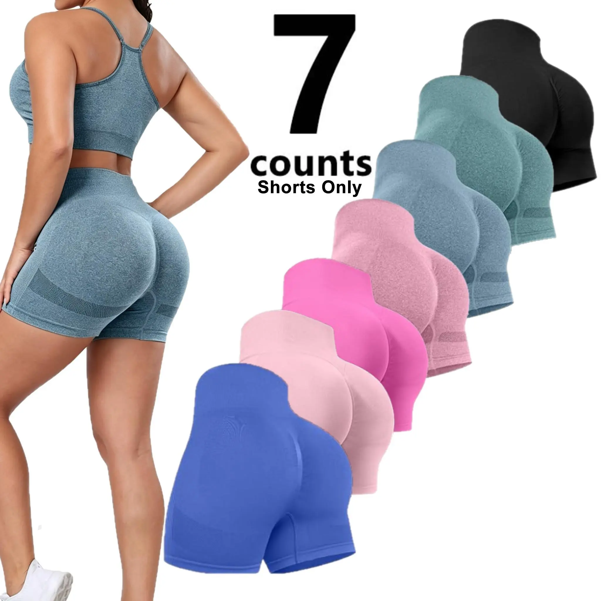 【Limited time deal】【Fast Shipping】Workout Shorts for Women, High Waisted Gym Butt Lifting Scrunch Butt Seamless CC-Peach Shorts（Shorts Only）