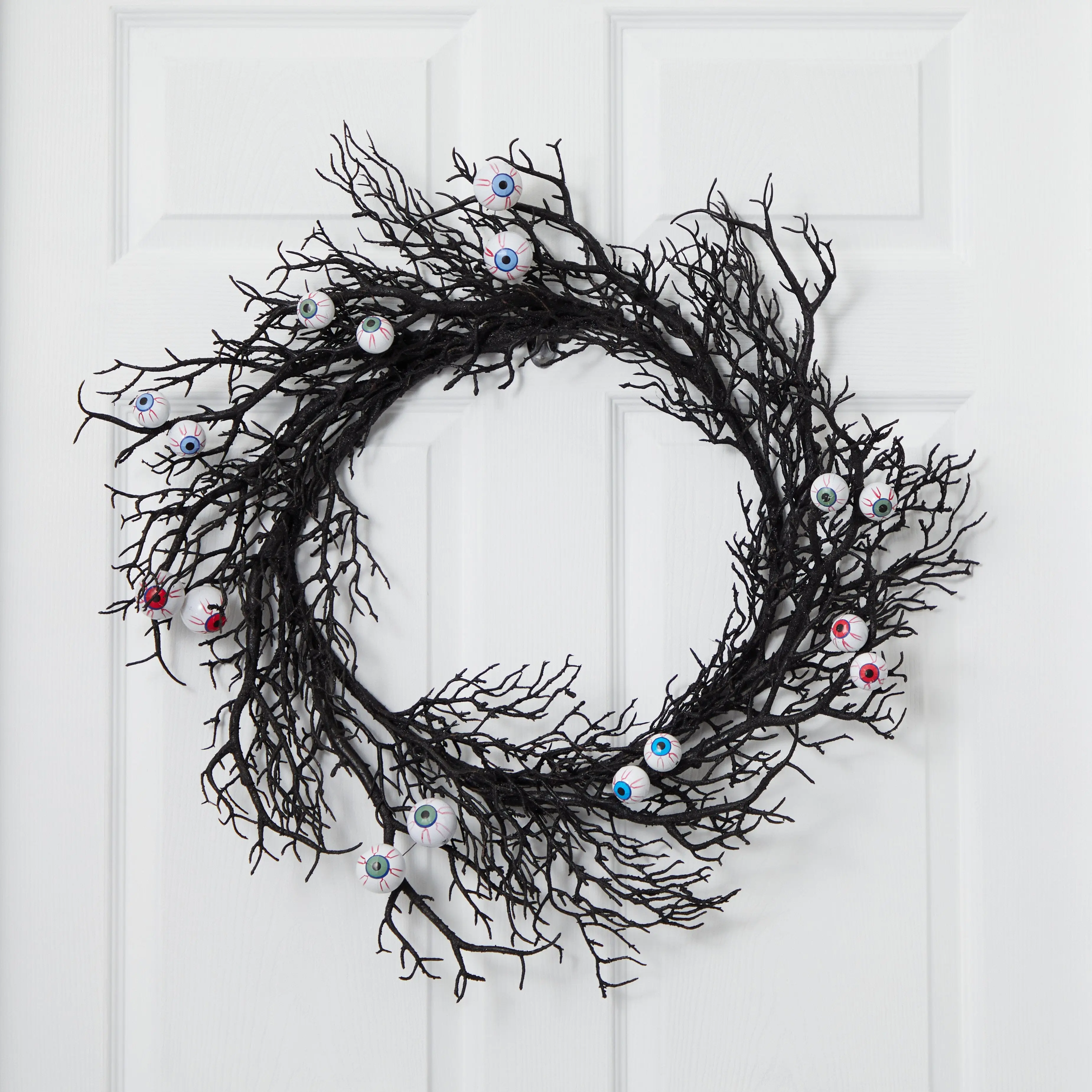 30in Spooky Halloween Gazing Eyeballs Twig Wreath - Festive Home Decor, Wall Decor, Wall Hanging for Doors, Home & Festive Party Supplies, Decoration