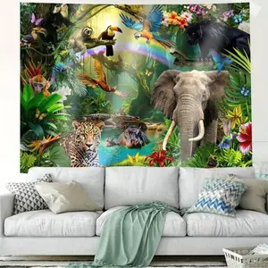 Tropical Rainforest Photography Backdrop Banner, Jungle Adventure Party Decorations, Lightweight Polyester Fabric, Easy Installation