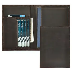 NIUCUNZH Genuine Leather Passport Holder RFID-Blocking Handmade Passport cover Lightweight Travel Bifold Passport coffee