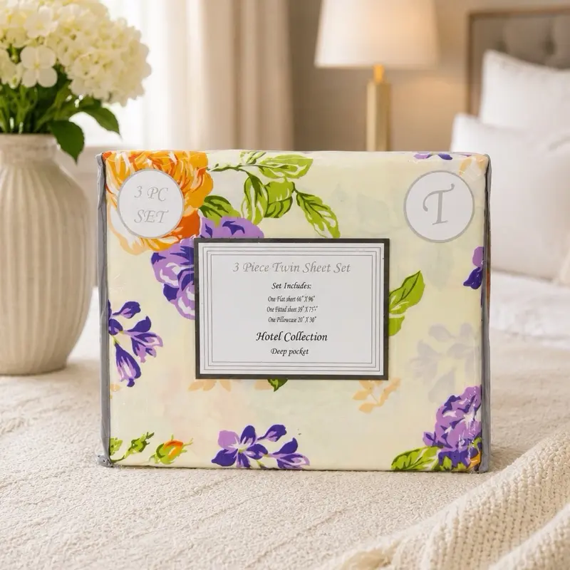 12 different color 4 pieces bedsheet different color and design solid and printed