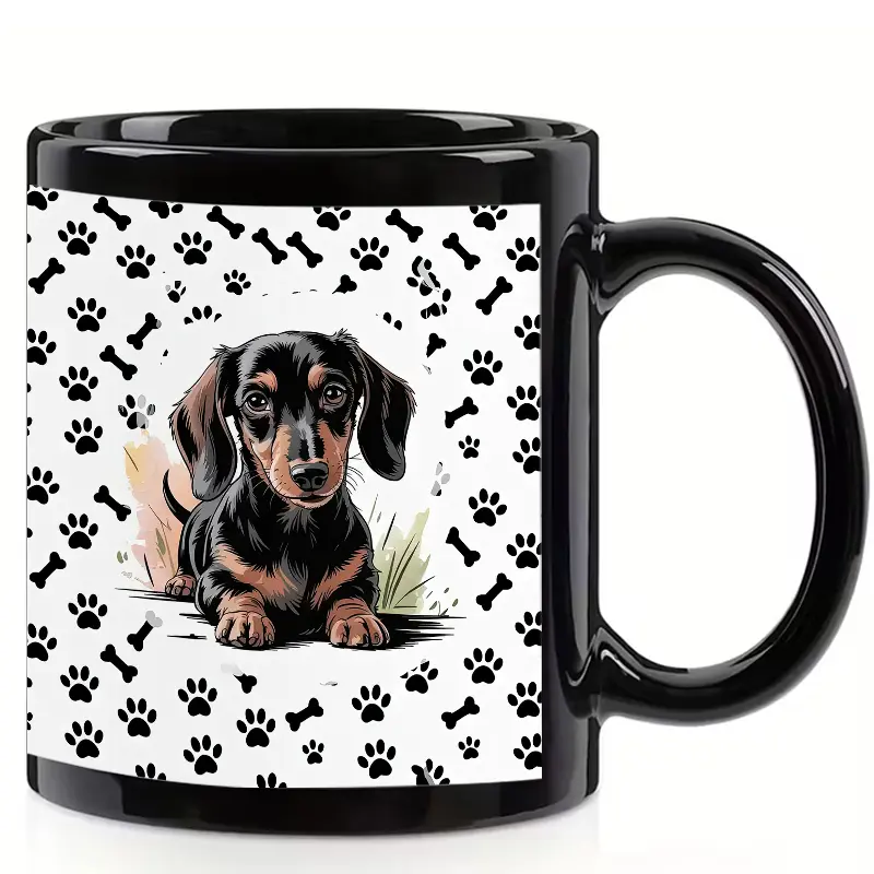 Funny Dachshund Coffee Mug - Cute Black Puppy, Gift For Teachers, Travel, Birthday, Graduation Gift