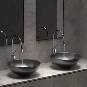 Round Ceramic Hand Basin, 320x320mm Countertop Art Sink, High-End Hotel Bathroom Sink, Small Home Vanity Sink, Elegant Design