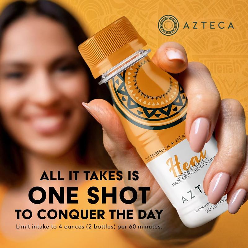 Azteca Health Organic Energy Shots - Wellness Shots, Natural Energy Shots, Health Shots, Vitamin Boost for Focus, Strength and Energy, Organic Energy Drink Made in the USA - Lemon Flavor 12pack 2Fl oz