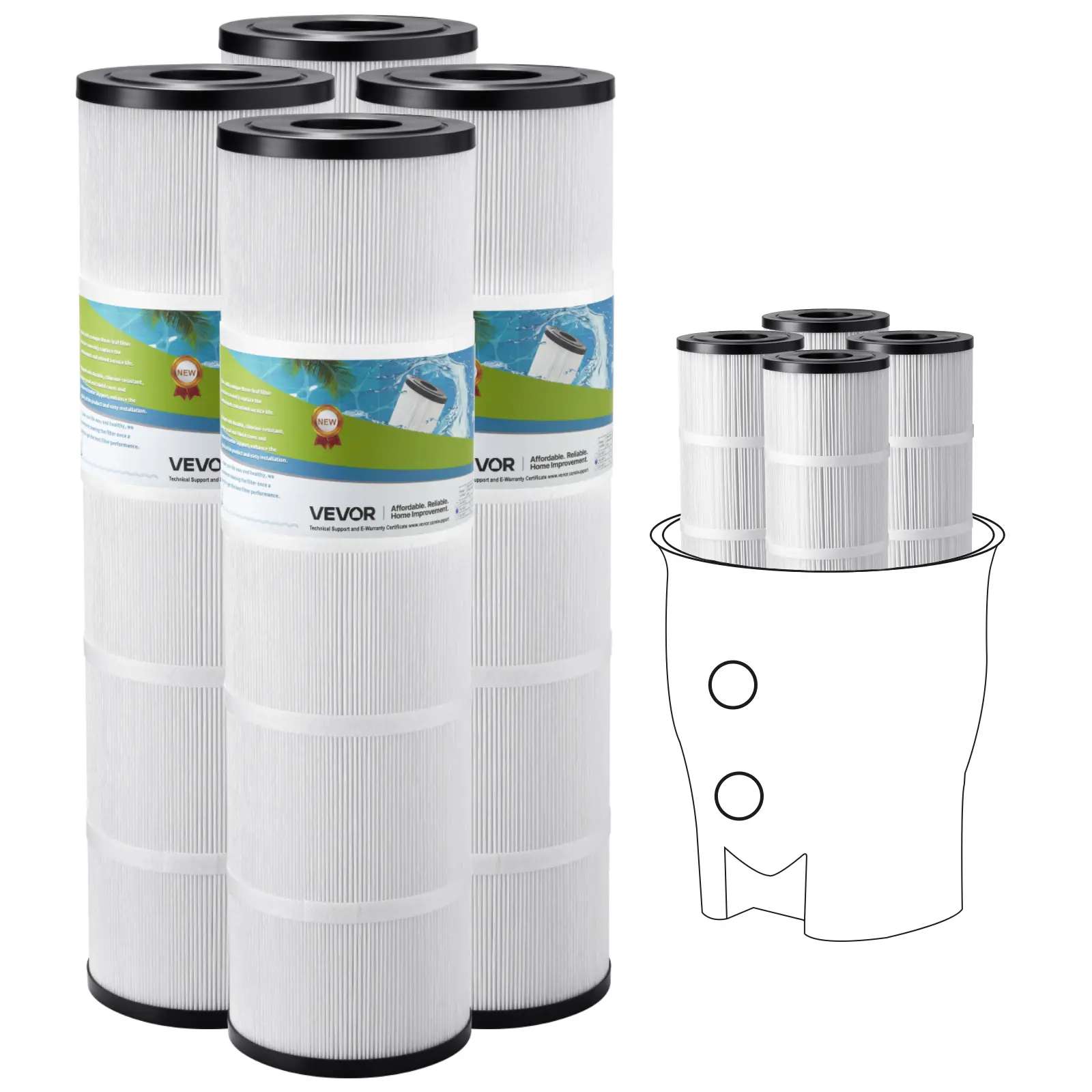 VEVOR Pool Filter Cartridge Set (4 Pack, 105 Sq. Ft Each), Spa Hot Tub Replacement Filter, Compatible with Pentair CCP420 & Pleatco PCC80-PAK4l, Trilobal Fiber, Filtration Area, Quick Rinse, Water Cleaning, Kid & Pet Safe, Easy to Clean,, 4X,#BacktoSchool