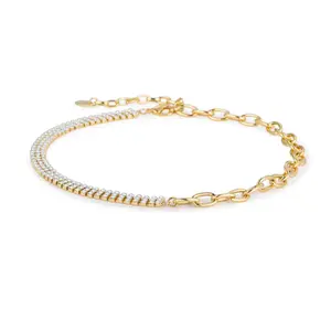 Aprilery Gold-Tone Pavé Chain Necklace - Edgy Luxe Jewelry for Bold Styling & Versatile Occasions