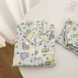 New Kawaii Miffy Casual Cute Cartoon Miffy Rabbit Long Sleeved Long Pants Pajamas Women's Spring and Autumn Home Wear Set
