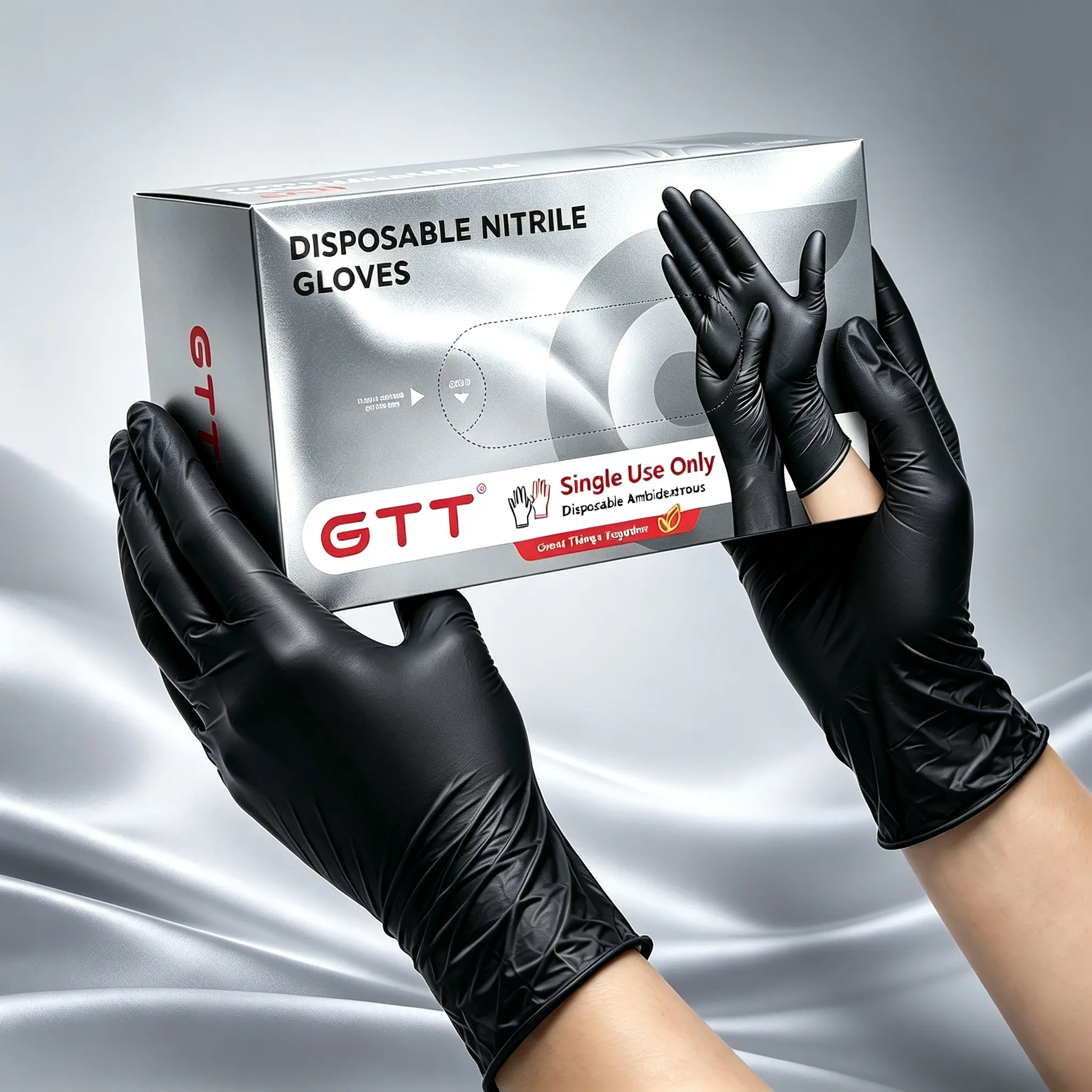 5.5 Mil Heavy Duty Black Nitrile Gloves,Powder & Latex Free, Food Safe Oil Water Resistant,Textured Non-Slip Touchscreen Disposable Gloves 100/200/400Pcs for Cooking Cleaning Tattoo Auto Repair