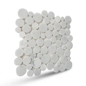 Penny Round Mosaic Tiles, Penny Carrara Mosaic Wall & Floor Tile