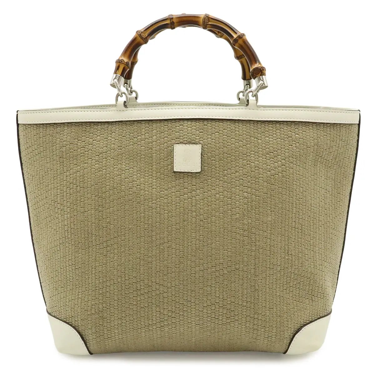 Pre-owned GUCCI Straw Shoulder Bags Bamboo Leather Handbag