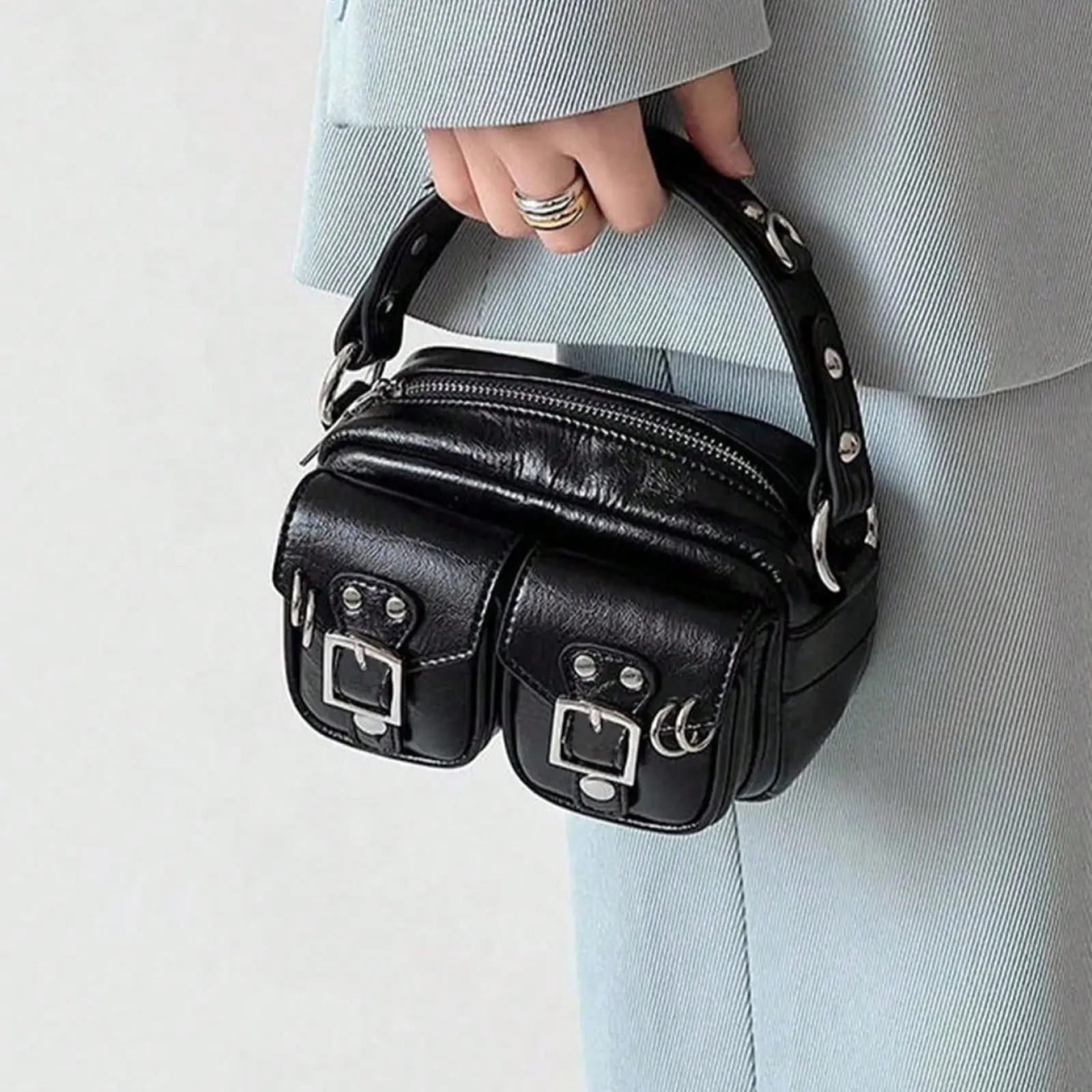 Women's 2026 New Crossbody Bag, Street Retro Spice Girl Motorcycle Camera Bag purses Small Square Bag Crossbody Bag High Sense Shoulder Bag Handbag Work Bag for Everyday Use