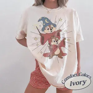 Magical Cartoon Duo Costume Shirt, Retro Wizard Hat Graphic Tee, Cute Animal Friends Shirt, Theme Park Vacation Outfit, Family Matching Trip Shirt 2026, Comfort Colors Style