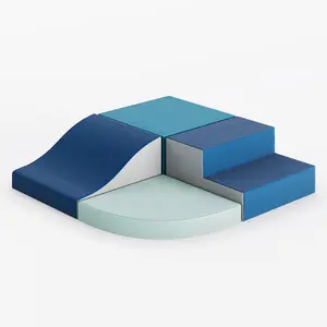 Toddler Climbing Toys, 4-Piece Soft Foam Blocks Set, Lightweight Foam Climbing Structure for Crawling & Sliding, Easy-Clean Indoor Active Play for Kids, Blue