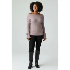 Lavender Breeze Off-the-Shoulder Sweater