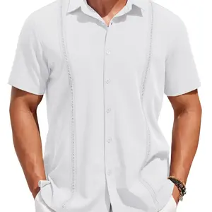 COOFANDY Mens Short Sleeve Cuban Guayabera Shirt Casual Summer Beach Button Down Shirts