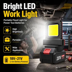 Cordless LED Work Light for 18V-21V Li-ion Batteries, Portable Power Tool Light Compatible with Makita Milwaukee DeWalt Bosch, Jobsite Workshop Lighting