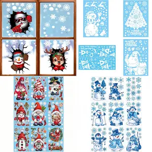 Cute Christmas Window Stickers, Double-Sided Santa & Snowflake Window Clings, Merry Christmas Decals for Home Windows, Classroom & Winter Holiday Decorations