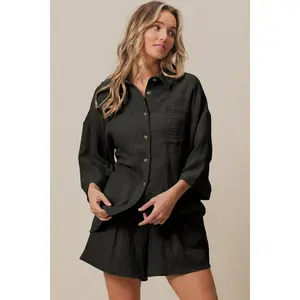 BiBi Crinkle Gauze Shirt and Short Set