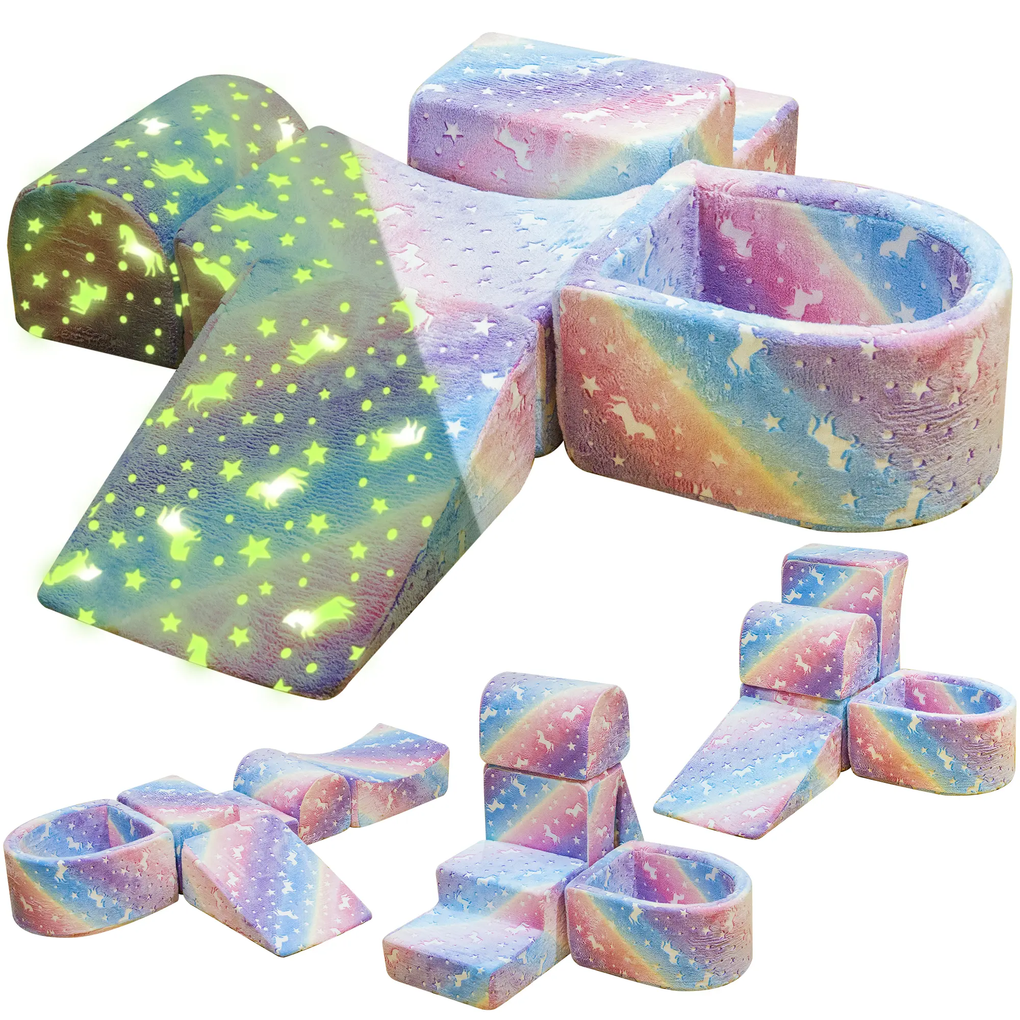 Lamerge Dinosaur-Themed Modular Crawling Play Blocks for Unisex Kids 3-4 Years+, Lightweight Glow-in-the-Dark Soft Foam Activity Set, Indoor Climbing Playground Equipment for Playroom/Bedroom
