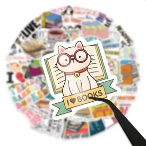 50PCS Aesthetic Book-Themed Stickers | DIY Vinyl Waterproof Decoration for Laptop, Ipad, Iphone, guitar, water bottle