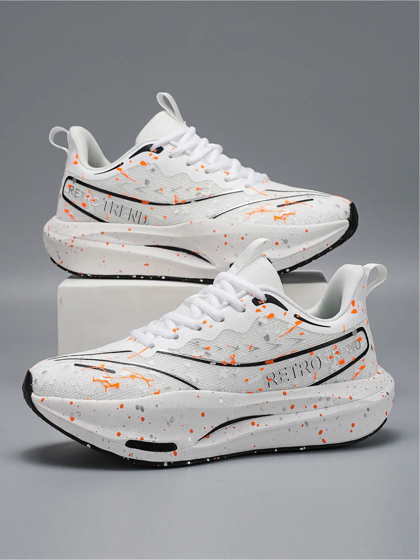 Men's Large Size Cushion Running Sneakers Thick Bottom Rebound Breathable Mesh Multi-Scene Training Shoes