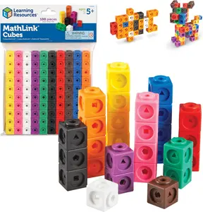 flash card Learning Resources MathLink Cubes - Set of 100 Cubes, Ages 5+ Kindergarten, STEM Activities, Math Manipulatives, Homeschool Supplies, Teacher Supplies