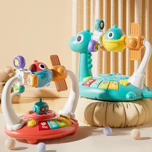 Dinosaur Baby Activity Center Musical Light Up Piano Toy with Interactive Gears & Lights – Early Development Learning Toy for Infants & Toddlers, Perfect Christmas Birthday Easter Gift for Boys Girls（Not included 3AA batteries）