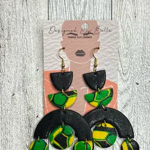 Elegant Dangle Earrings Jamaican themed Earring Gift for her polymer clay