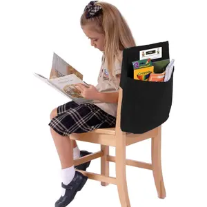 Student Chair Storage Pocket - 15", Single Pocket, Classroom Chair Organizer for Student Desks, Durable Over-the-Chair Storage, Black, 1-Pack