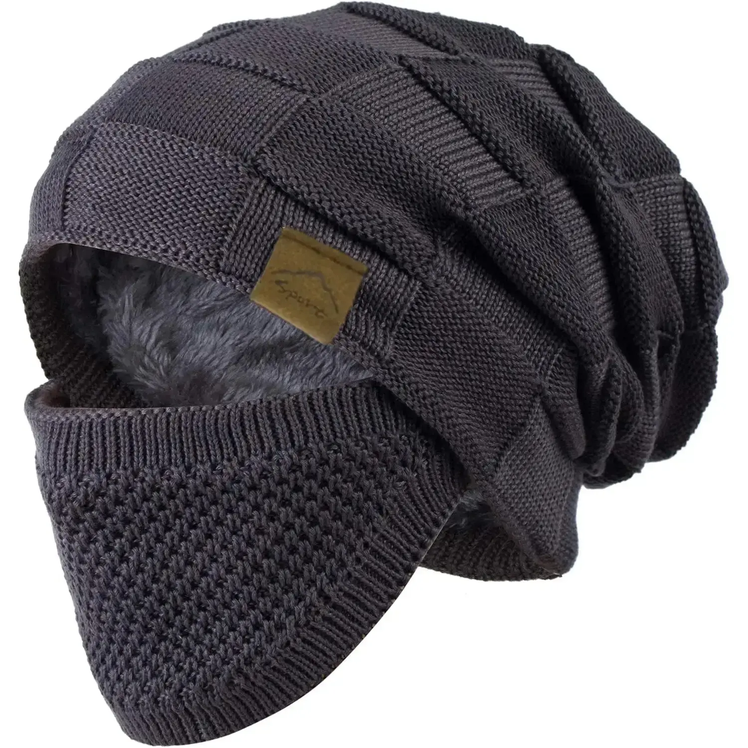 Warm Knitted Hat & Mask Set Breathable Loose Beanie Full Ear Neck Cheek Coverage Light Thermal Headwear Cold Weather Accessory Suitable For Skiing Outdoor Sports Winter Travel Daily OOTD Fashion Holiday Gift