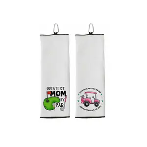 Set of 2 Golf Towels - Greatest Mom by Par - Every Day Is a Good Day for Golf - Tri-fold 100% Microfiber Waffle Weave with Clip for Women