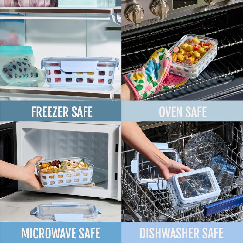 Ello Duraglass™ Meal Prep Containers Set of 5 BPA Free Airtight Food Storage with Leak-Proof Lid Microwave & Oven Safe Kitchen Utensils