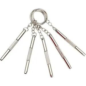 5PCS/Set 3 in 1 Aluminum Steel Eyeglass Screwdriver Set, Flat/Phillips/Torx Head, Portable Keychain Screwdriver for Glasses, Sunglasses, Watches Repair