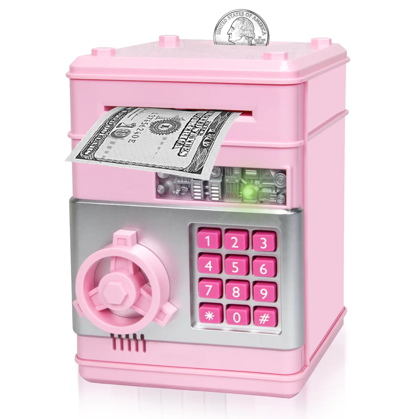 2026 Kids Electronic Digital Smart ATM Savings Box - Code Lock, Safe, Durable, Interactive Saving Game, Home Decor for Dressers/Desks, Cash Coin Jar, Coin Storage Money Bank (Back to School/Birthday Gift), Room, Box Packaging