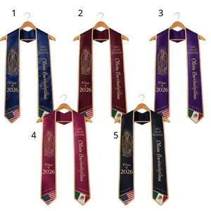 Mexico Graduation Stole Class of 2026, Virgin Mary Graduation Sash, Flower Pattern Stole, Custom Name School Sash Senior Graduation Gift