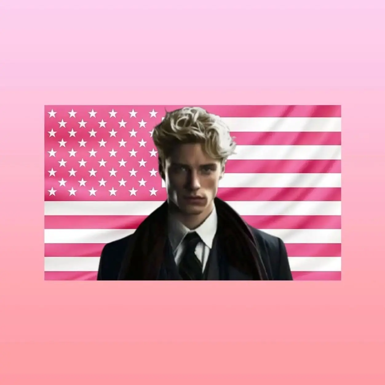 Aaron Warner Pink American Flag Tapestry – Fantasy Romance Wall Art | Aesthetic Booktok Room Decor Flag Lightweight Indoor Wall Art