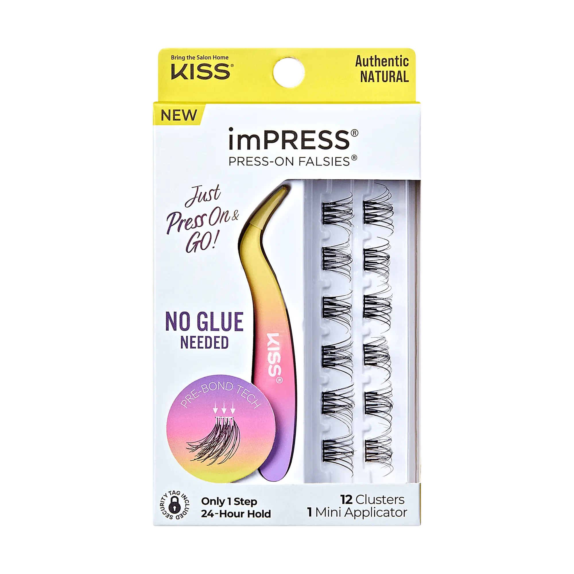 Impress Falsies Pre-Glued False Eyelashes Minipack- Authentic | 12 Lash Clusters, With Mini Applicator, 12mm-14mm