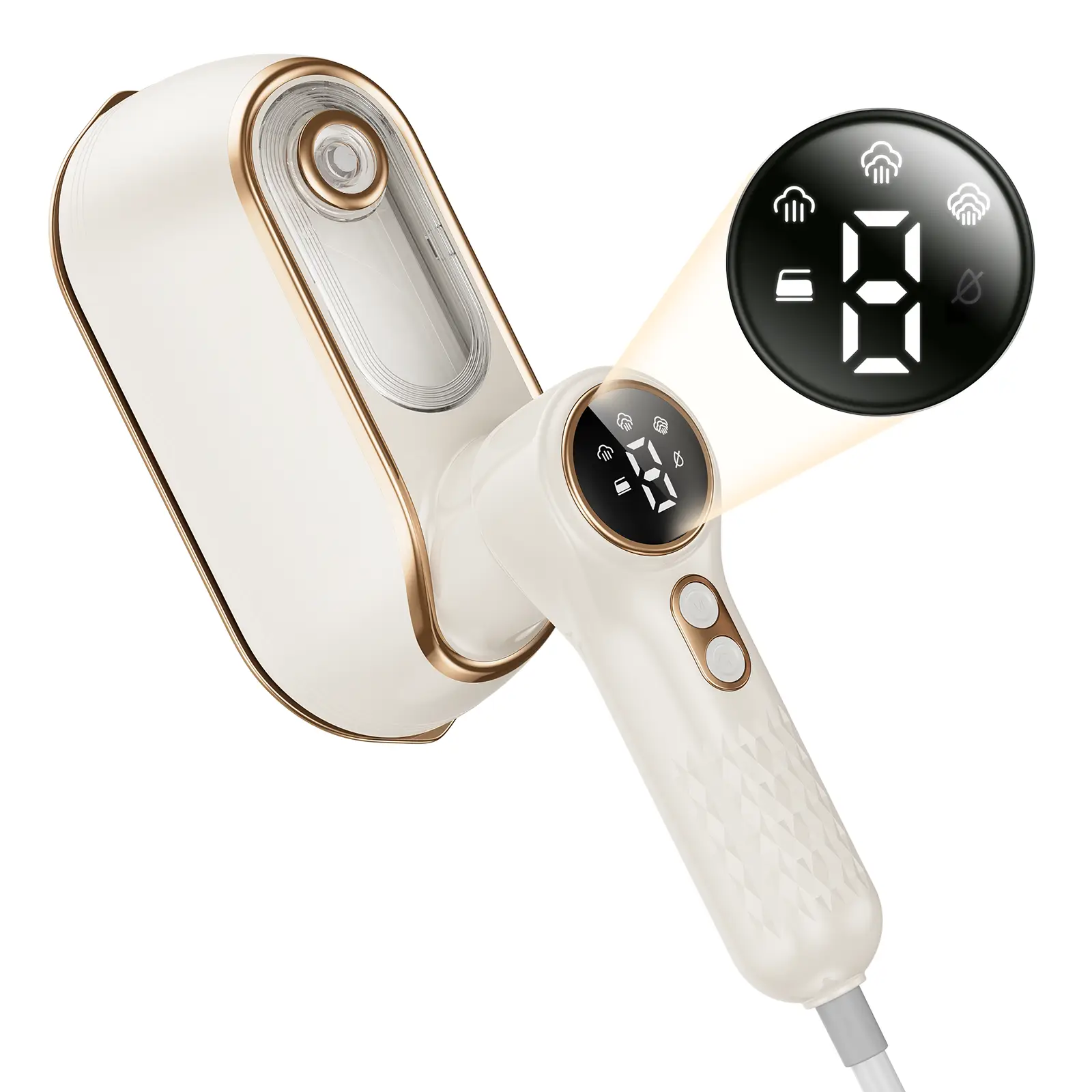 Travel Steamer & Iron for Clothes – Handheld Clothing Steamer, 10s Fast Heating, 4 Modes, LCD Display, 180° Swivel Handle, Garment Steam Wrinkle Remov