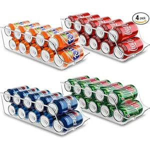 Clear Soda Can Organizer - Fridge Organizer Bins - Set of 4 Drink Organizer For F...