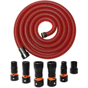 10ft Workshop Vacuum Cleaner Hose, Suitable for Home and Workshop Vacuum Cleaner Systems, Dust Collection Hose Kit with 6 Adapters, Compatible with Woodworking Power Tools and Grinders, Compatible with Most Brands Such as Festool/Dewalt/Bosch/Ryobi/Makita