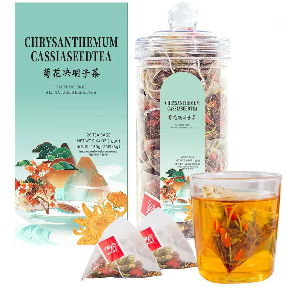 Chrysanthemum Cassia Seeds Tea Bags(160g, 8gX20Bags), Honeysuckle, Chinese wolf-berry, Sweet-scented Osmanthus, Burdock Root Combination of Floral Tea