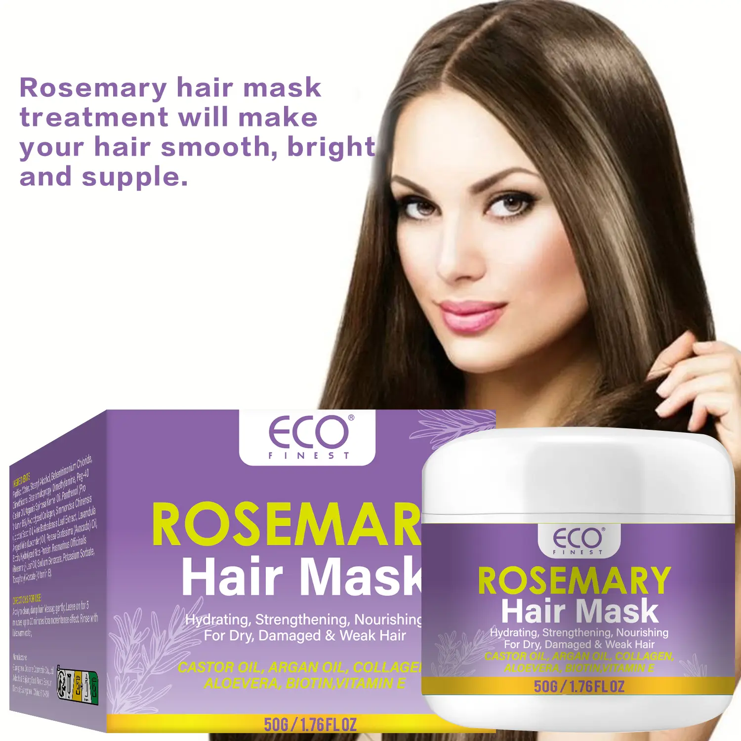 Rosemary Hair Treatment with Collagen, Biotin, Argan Oil for dry, damaged, curly hair. Strengthens, repairs split ends, and promotes growth. Deep conditioner and shampoo.
