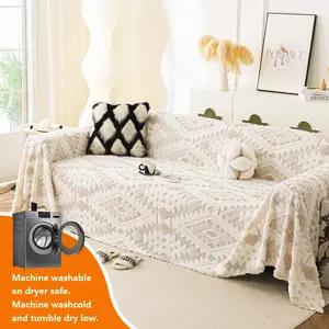 1pc Sofa Cover Plush Blanket, Durable Washable Pet-Friendly Sofa Protector, Comfortable Home Decor, Soft Polyester Fiber, for Living Room and Bedroom