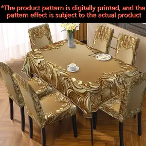 （JIT Enabled） Festival Print Tablecloth & Chair Cover Set, Removable & Washable, All-Season Festive Decor, Perfect for Festivals, Ideal for Home Dining Room, Living Room, Kitchen, Household Use, Gifts & Party Decorations (2D flat)