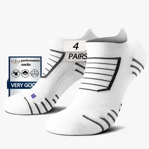 4 pairs of thickened sports socks with towel lining, suitable for outdoor travel, cycling, hiking, climbing, basketball, badminton, baseball, and running; moisture-wicking, breathable, comfortable fit, casual sporty design; comfortable and versatile for a