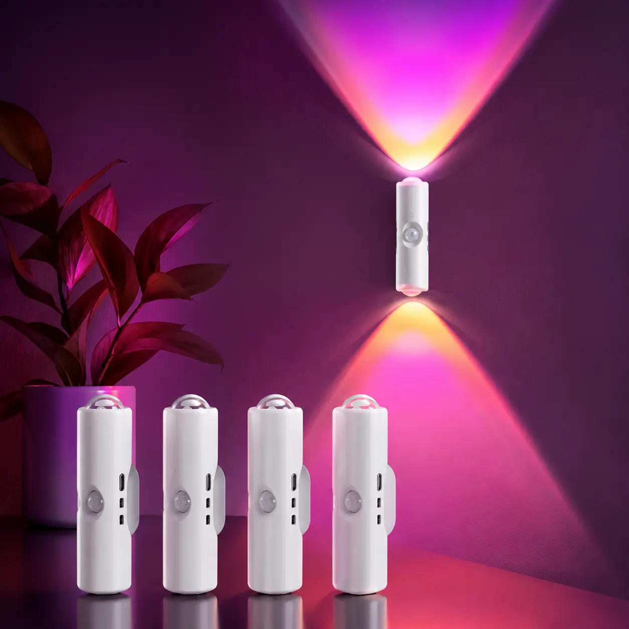 [3/6PCS]Motion Sensor Light Indoor,Rechargeable Battery Night Light,Ultra-Long Battery Life,Magnetic Stick On Motion Sensor Light 7 Brightness Adjustment Modes for Bedroom,Stairway,Hallway,Outdoor,RGB,Sunset Night Lamp, Christmas, Dimmable Wall Lamp Fathe