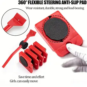 5 Piece Heavy Duty Furniture Moving Tool Set Roller Mover Kit Appliance Sliders for Hardwood Carpet Tile Home Relocation