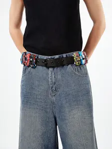 1pc Graffiti Car Streetwear Polyester Casual Dark Style Buckle Belt For Men, Suitable For All Seasons Autumn-Winter Accessories,Suitable For Teens, Youth,Men,Casual, Outdoor, Athletic, Vacation, Graduation Gifts, Birthday, Daily Wear