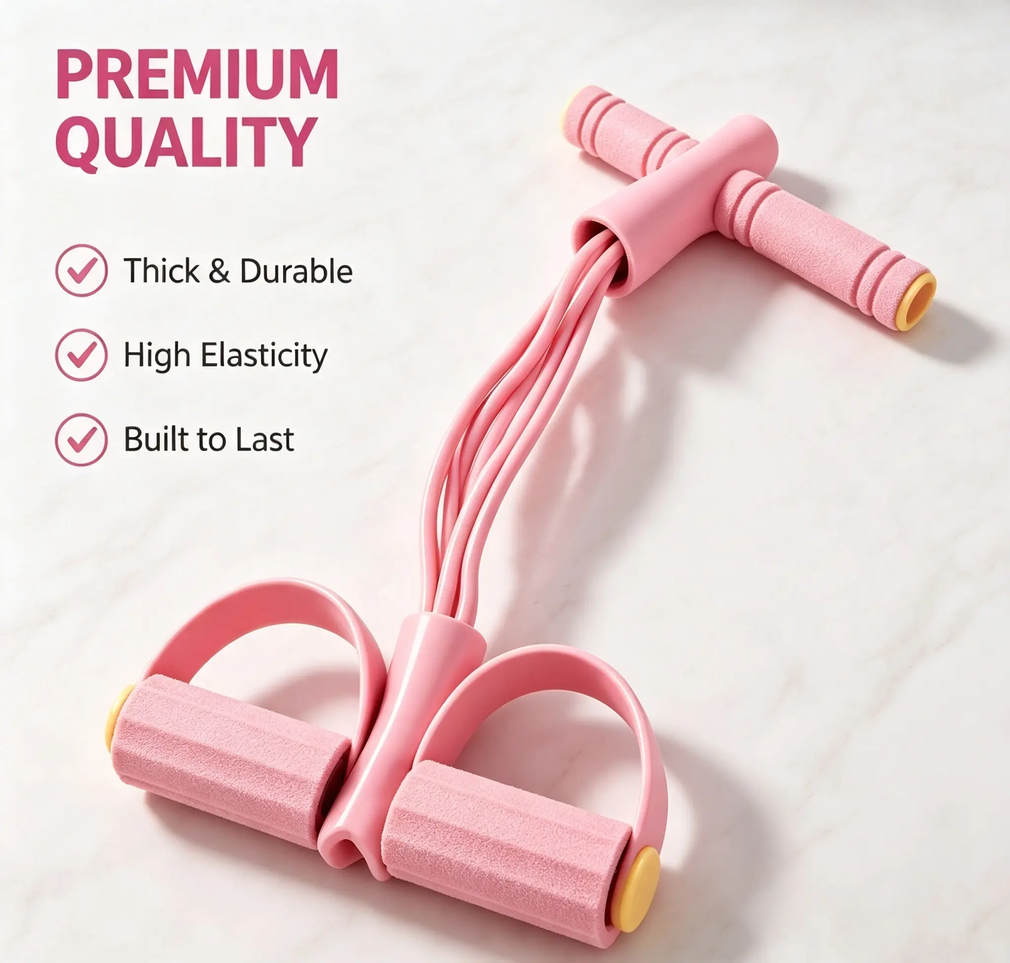 Pedal Resistance Band with Elastic Latex Tubes - Compact Pull Rope for Home Workouts & Sit-Ups, Fitness Gear for Core, Ab, Arm, & Leg Training, Core/Ab Muscles